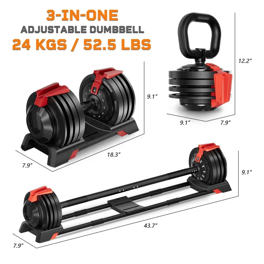 ดัมเบลแบบปรับน้ำหนักได้ 3 in 1 - Heavy Equipment Logo บทวิจารณ์และราคา